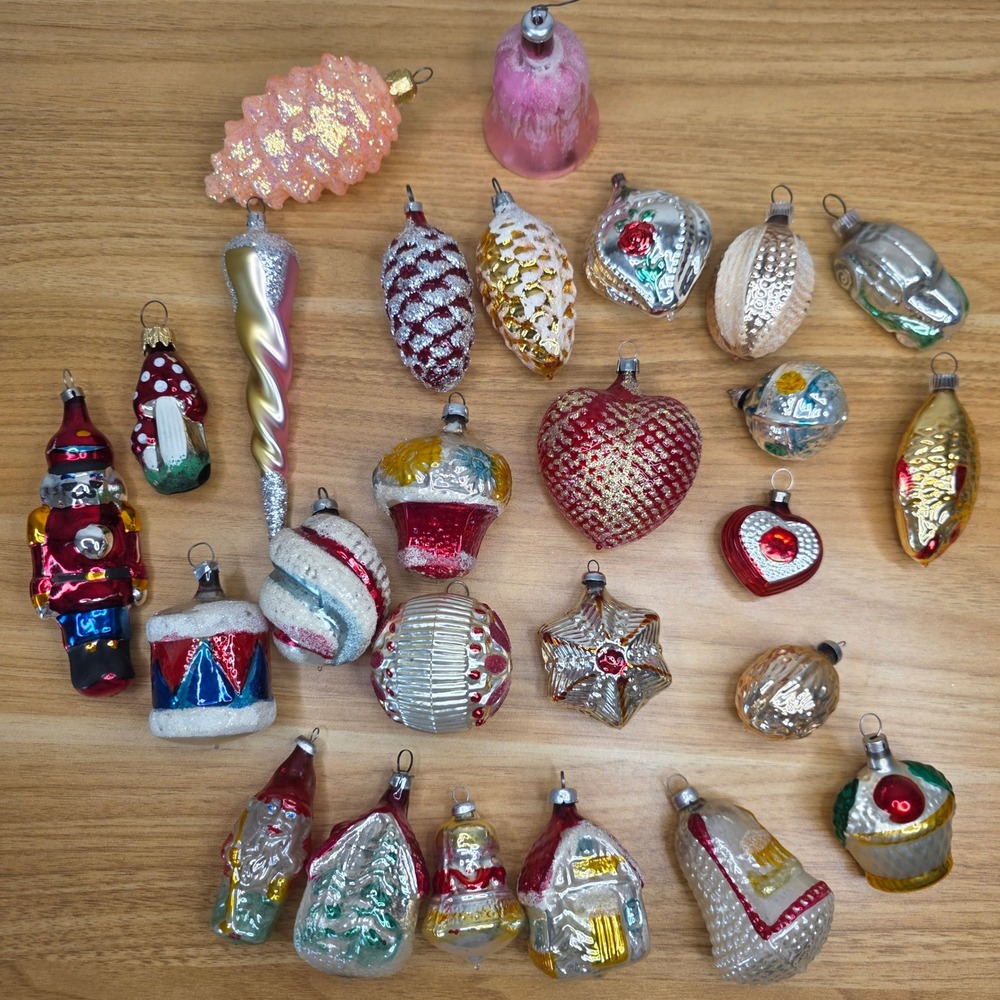 Vintage Mercury Glass Christmas Ornament Lot 26pc Lot West Germany And Czech